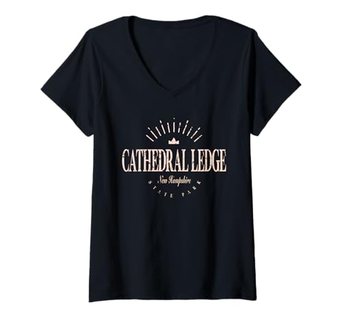 Damen Cathedral Ledge State Park New Hampshire Modern T-Shirt mit V-Ausschnitt von New Hampshire Contemporary Designs
