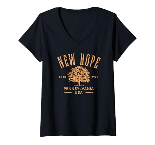 Damen New Hope Pennsylvania Vintage-Design im Used-Look T-Shirt mit V-Ausschnitt Damen New Hope Pennsylvania Vintage-Design im Used-Look T-Shirt mit V-Ausschnitt von New Hope Pennsylvania USA Designs and Souvenirs