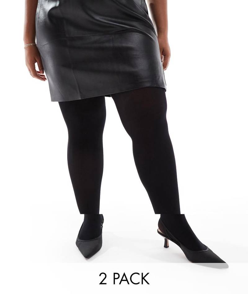New Look Curve - 2er-Pack Strumpfhosen in Schwarz, 70 DEN von New Look Plus