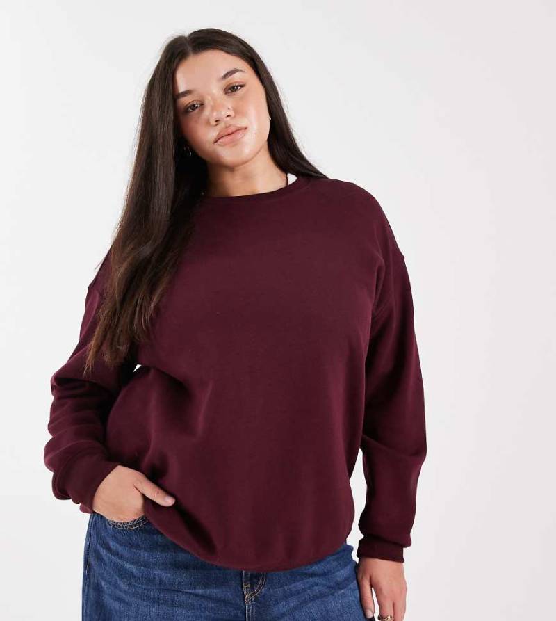 New Look Curve - Basic-Sweatshirt in dunklem Burgunderrot von New Look Plus