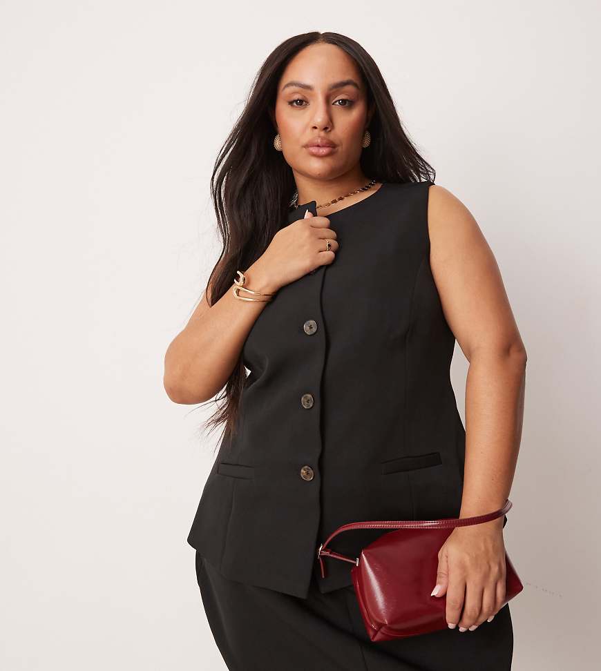 New Look Curve - Elegante Longline-Weste in Schwarz, Kombiteil New Look Curve - Elegante Longline-Weste in Schwarz, Kombiteil von New Look Plus
