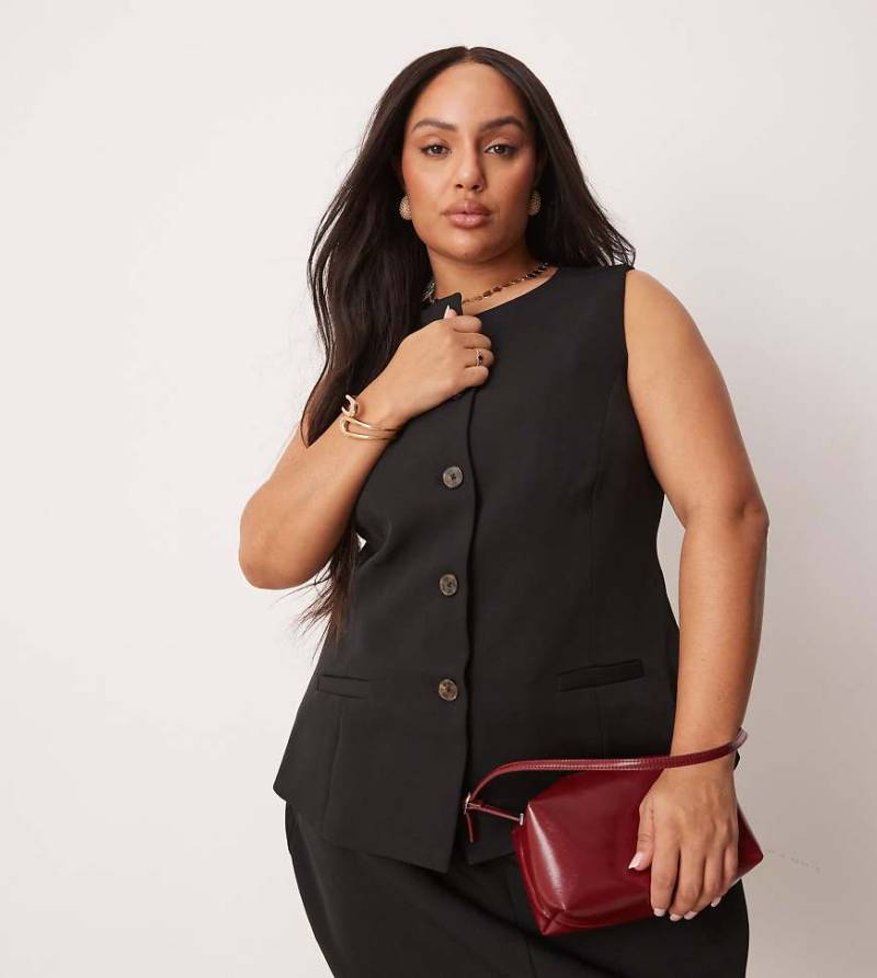 New Look Curve - Elegante Longline-Weste in Schwarz, Kombiteil von New Look Plus