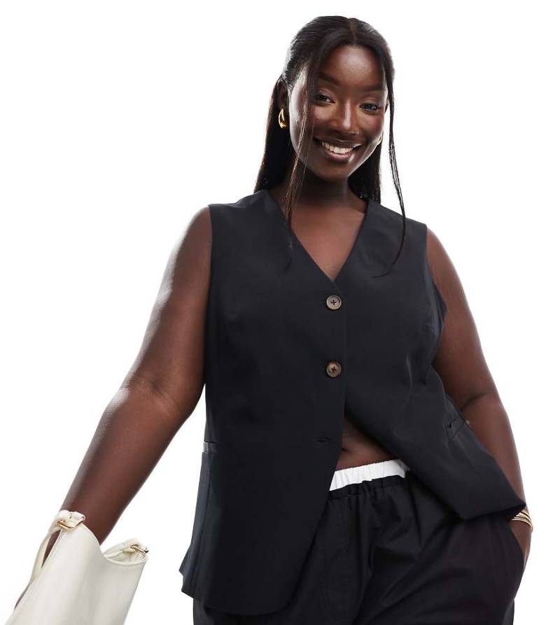 New Look Curve - Longline-Weste in Schwarz von New Look Plus