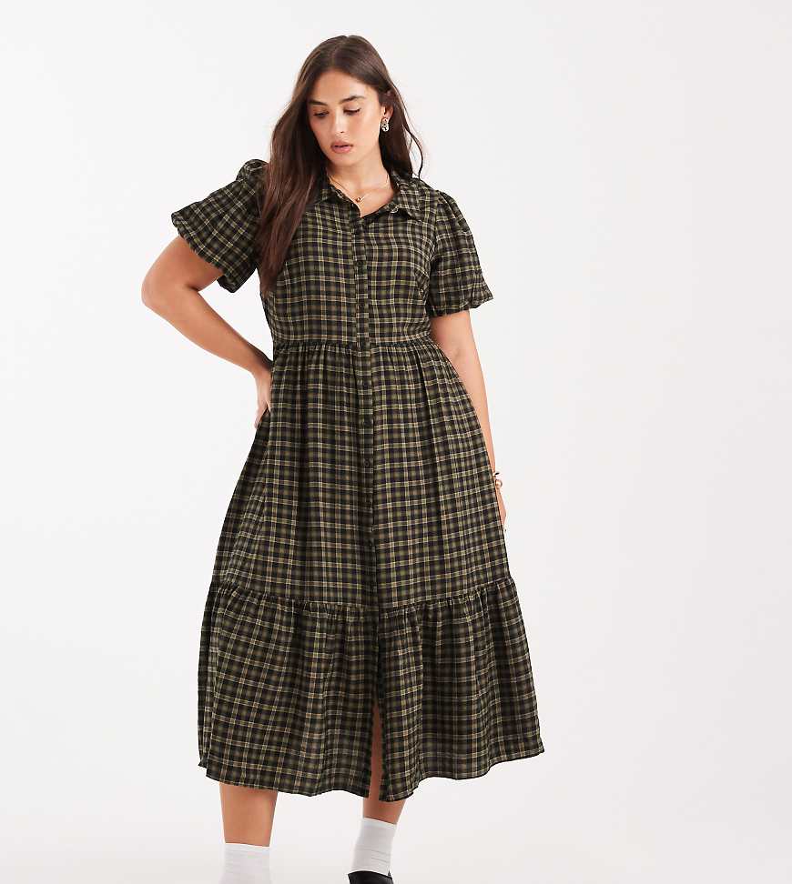 New Look Curve - Midi-Hemdkleid in Grün kariert New Look Curve - Midi-Hemdkleid in Grün kariert von New Look Plus