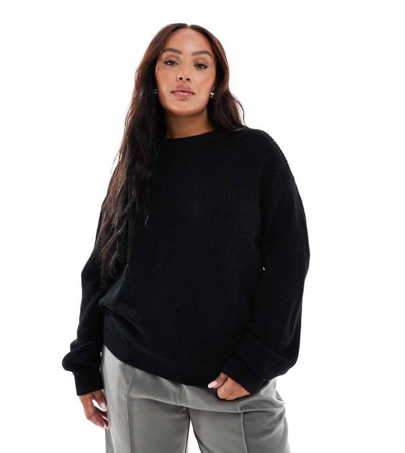 New Look Curve - Pullover in Schwarz mit Strickmuster von New Look Plus