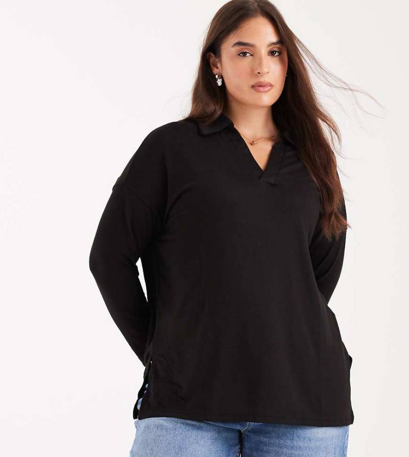 New Look Curve - Rugby-Sweatshirt in Schwarz von New Look Plus