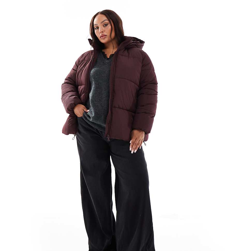 New Look Curve - Steppmantel in Burgunderrot von New Look Plus