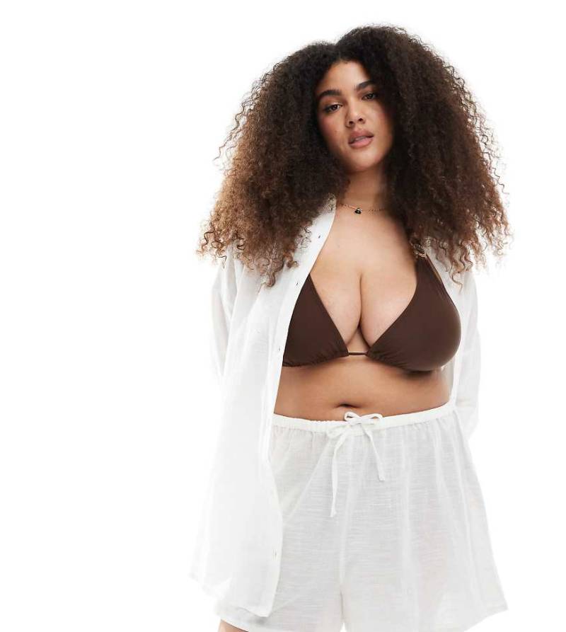 New Look Curve - Strand-Shorts aus Baumwolle in Weiß, Kombiteil von New Look Plus