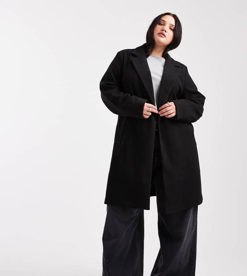 New Look Curve - Ungefütterter, formeller Mantel in Schwarz von New Look Plus