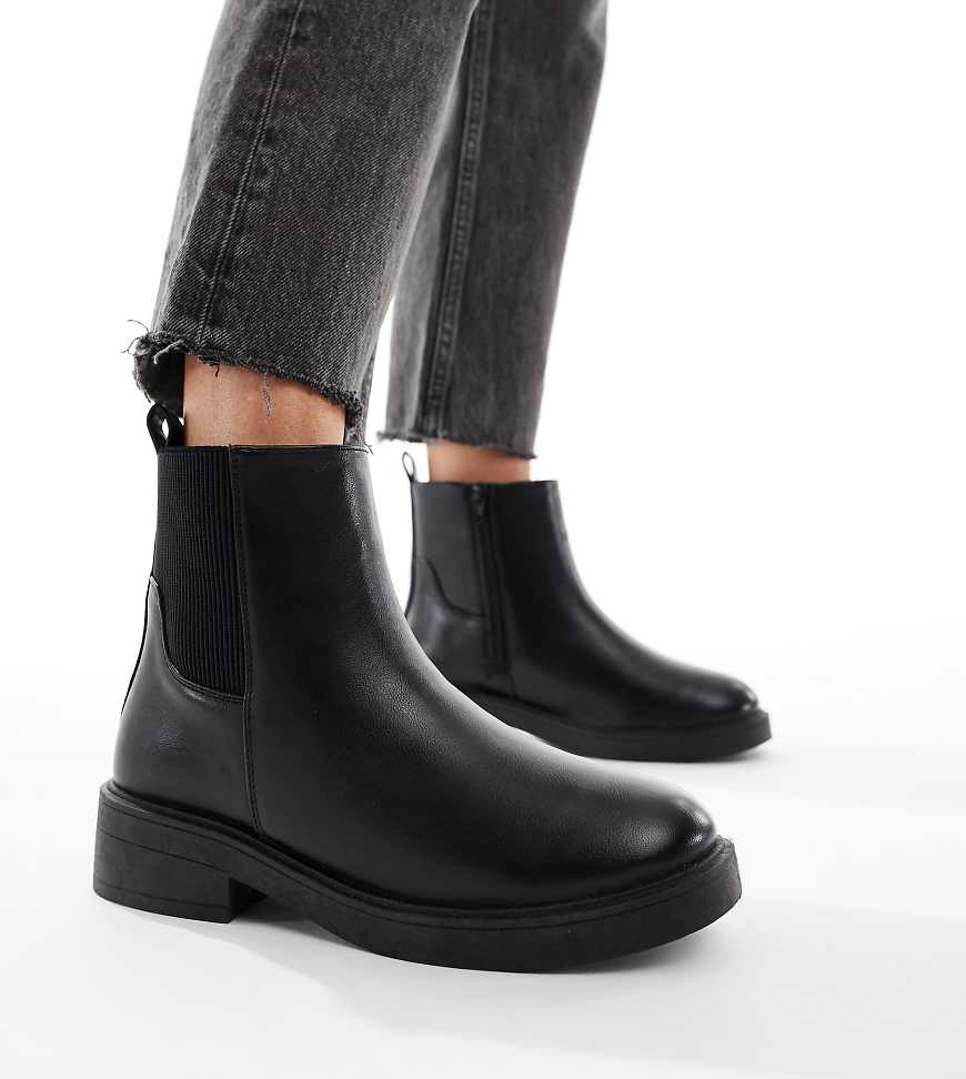 New Look Wide Fit - Chelsea-Stiefel in Schwarz, weite Passform von New Look Wide Fit