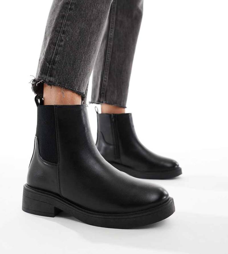 New Look Wide Fit - Chelsea-Stiefel in Schwarz, weite Passform von New Look Wide Fit