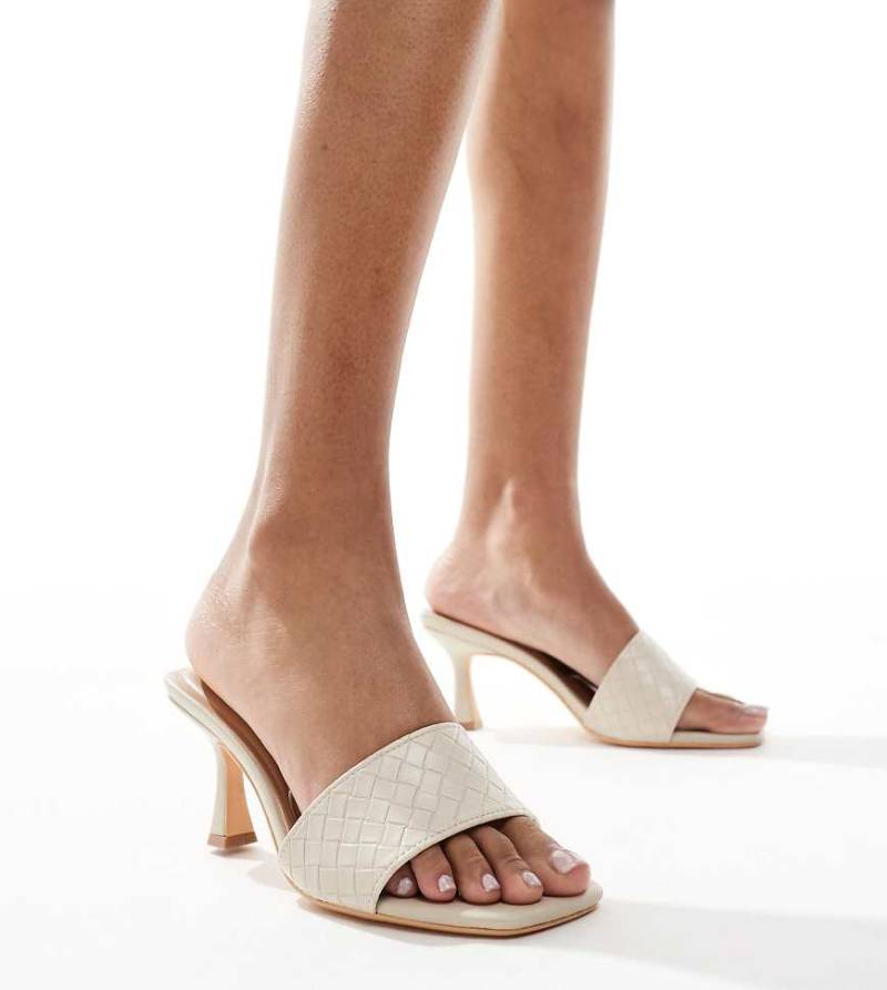 New Look Wide Fit - Gewebte Mules in Wollweiß, weite Passform von New Look Wide Fit