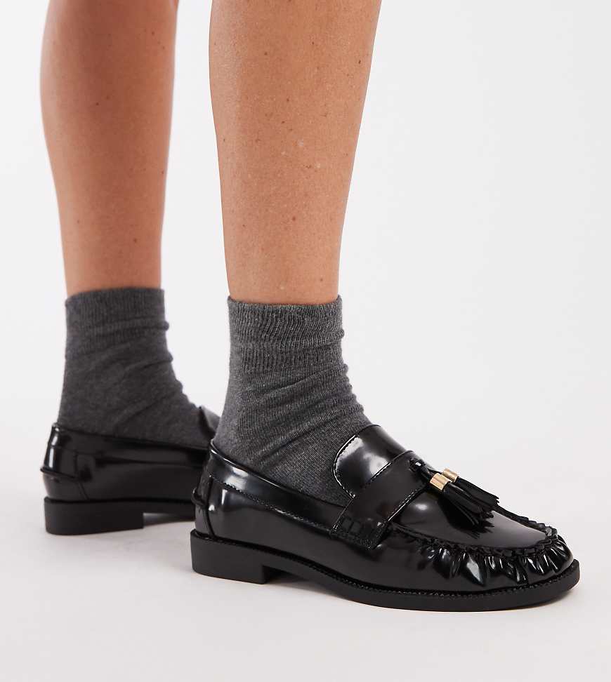 New Look Wide Fit - Loafer in Schwarz mit Quaste, weite Passform von New Look Wide Fit