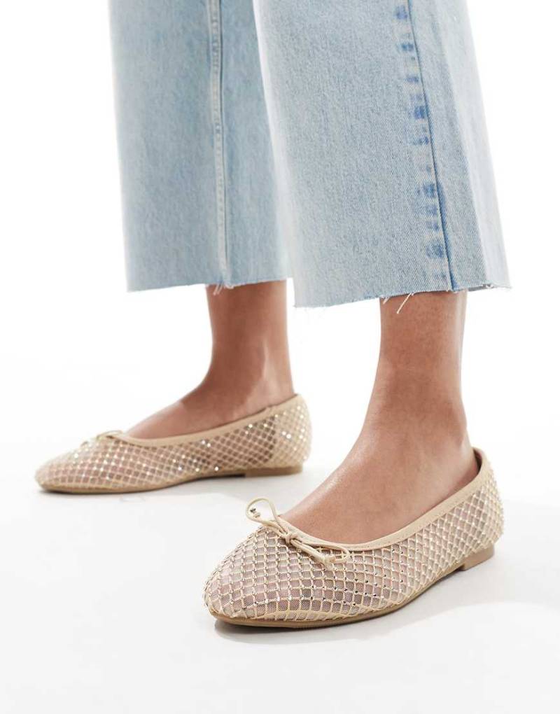 New Look Wide Fit - Verzierte Ballerinas in Beige, weite Passform-Neutral von New Look Wide Fit