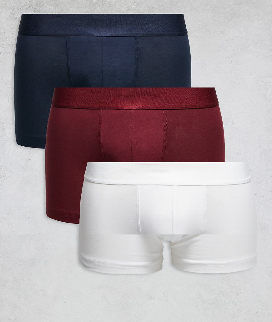 New Look - 3er-Pack Boxershorts in Weiß, Marineblau und Burgunderrot-Bunt von New Look