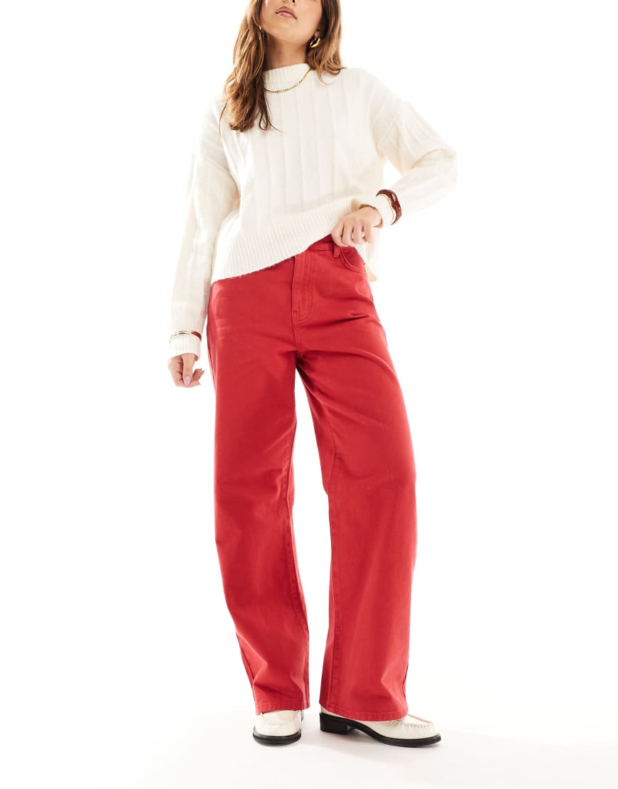 New Look - Adalae - Jeans in Rot mit weitem Schnitt von New Look