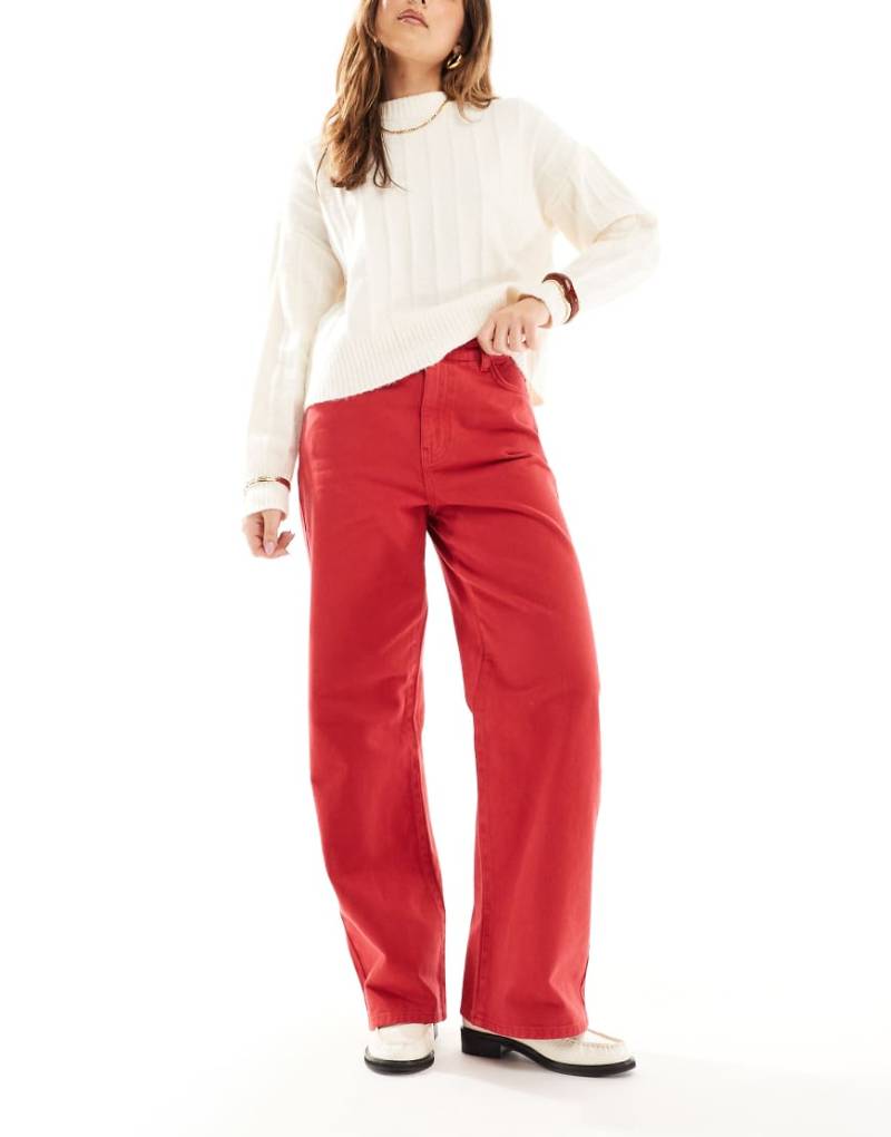 New Look - Adalae - Jeans in Rot mit weitem Schnitt von New Look