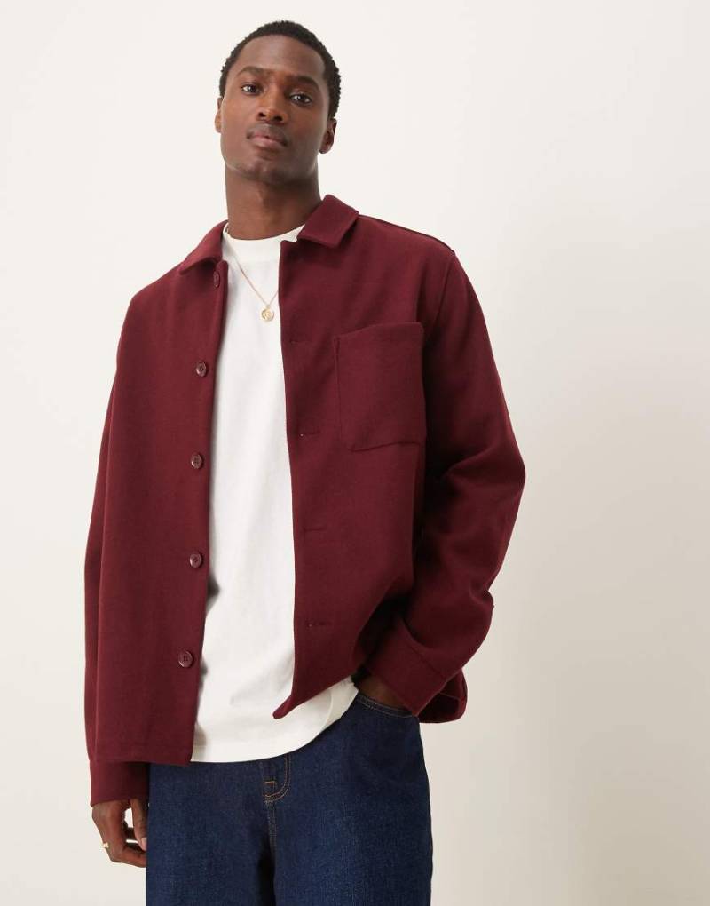 New Look - Angeraute Hemdjacke in Weinrot von New Look