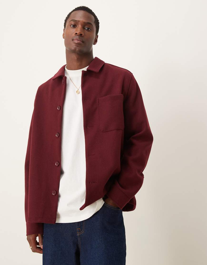 New Look - Angeraute Hemdjacke in Weinrot von New Look