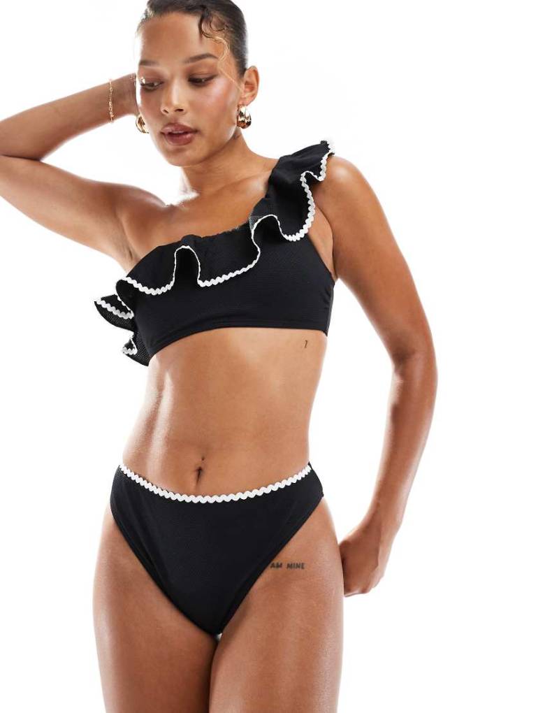 New Look - Bikinihose in Schwarz mit Languettenstich von New Look