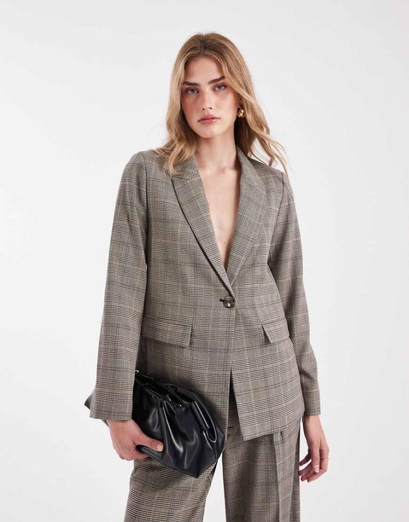 New Look - Blazer in braun kariert, Kombiteil-Brown von New Look