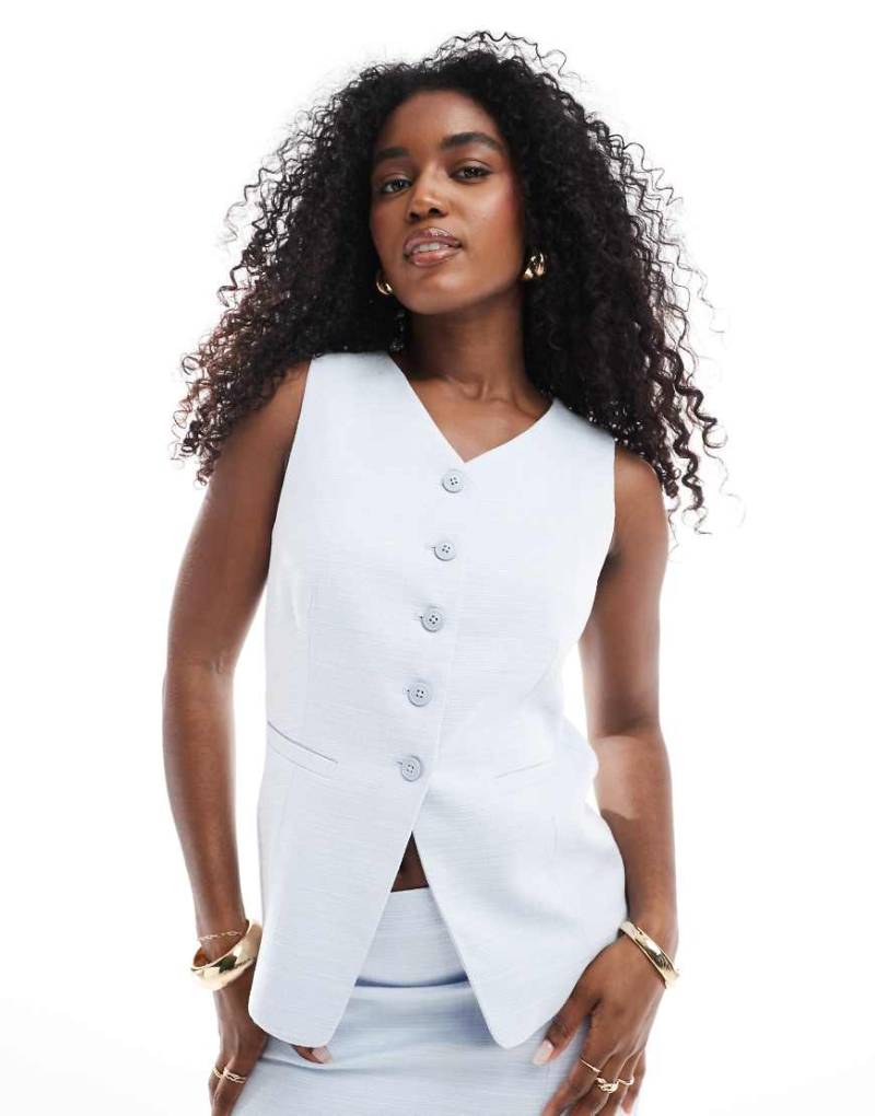 New Look - Bouclé-Weste in Blau, Kombiteil von New Look