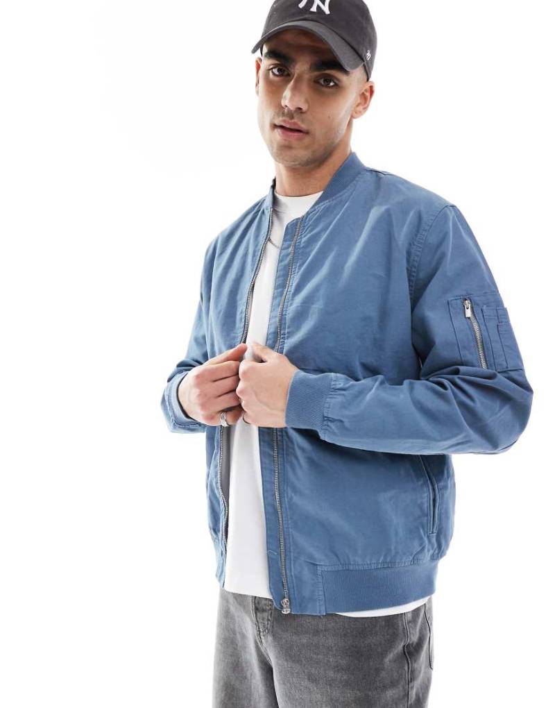 New Look - Canvas-Bomberjacke in Blau von New Look