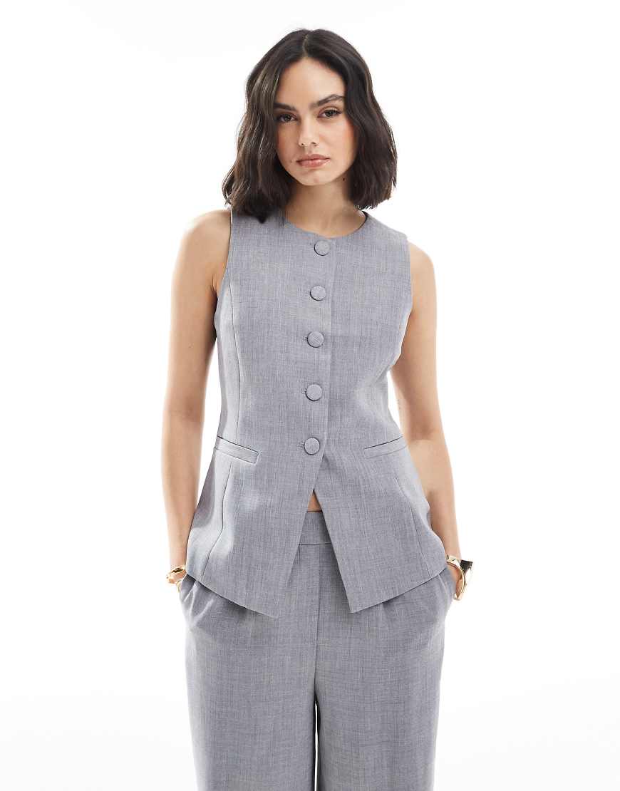 New Look - Elegante Longline-Weste in Grau, Kombiteil von New Look