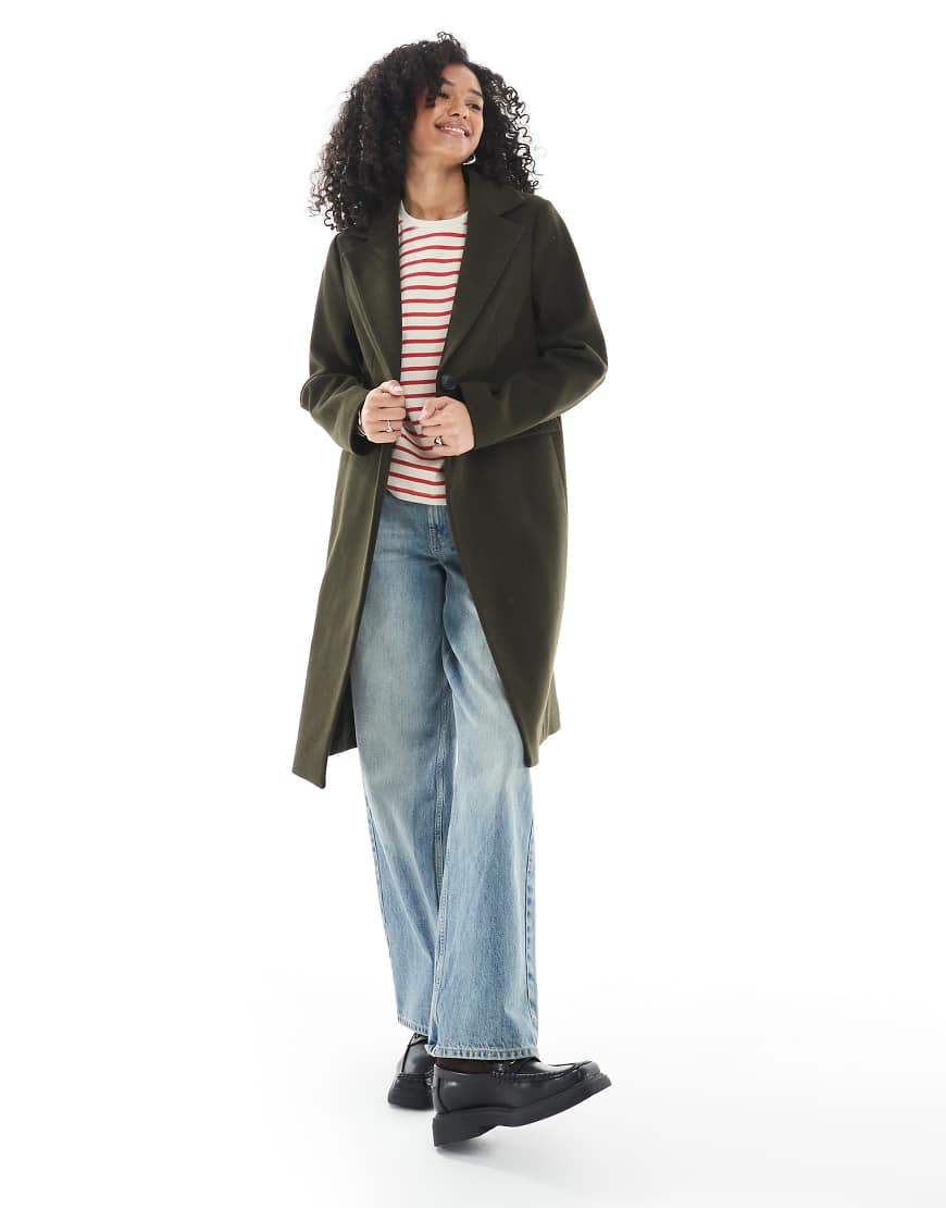 New Look - Eleganter Mantel in Khaki-Grün von New Look