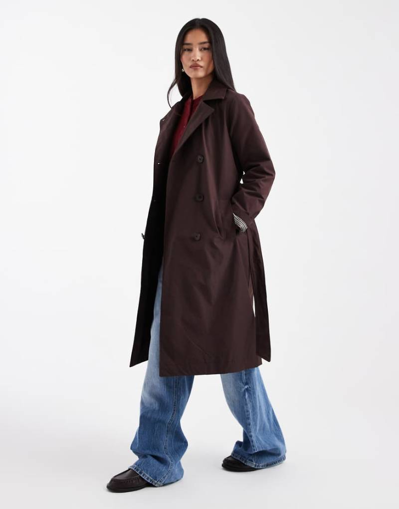 New Look - Eleganter Trenchcoat in Dunkelbraun-Brown von New Look