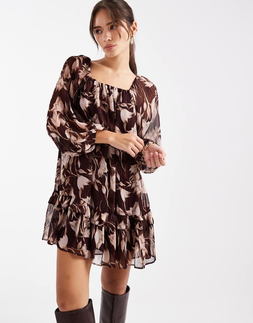 New Look - Geblümtes Mini-Hängerkleid in Lila von New Look