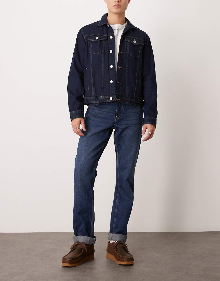 New Look - Gerade geschnittene Jeans in Indigoblau mit umgeschlagenem Saum-Marineblau von New Look