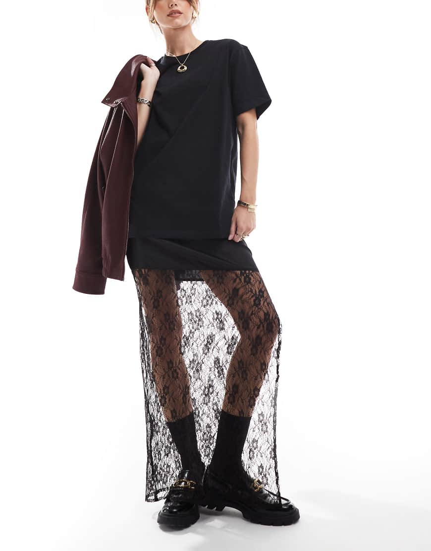 New Look - Geschmeidiger Midirock aus Spitze in Schwarz von New Look