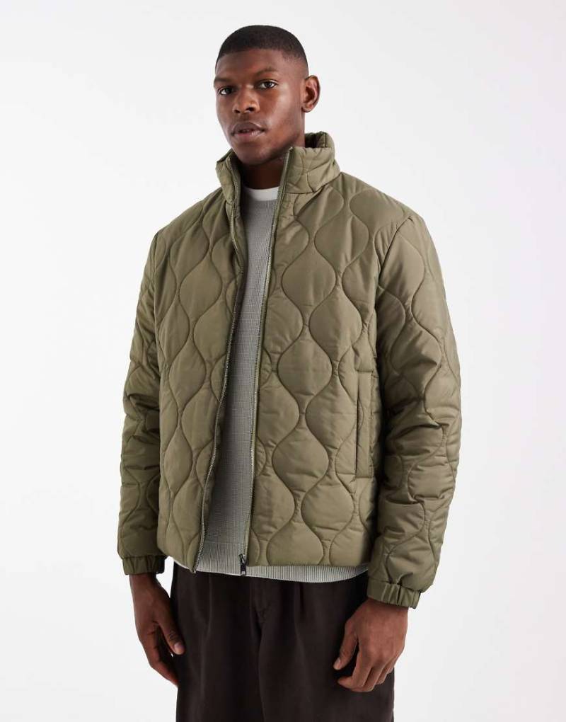 New Look - Gesteppte Pufferjacke in Hellkhaki-Grün von New Look