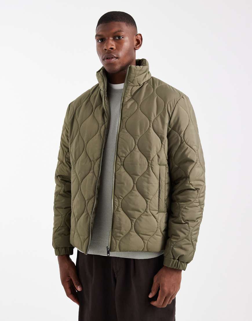 New Look - Gesteppte Pufferjacke in Hellkhaki-Grün von New Look