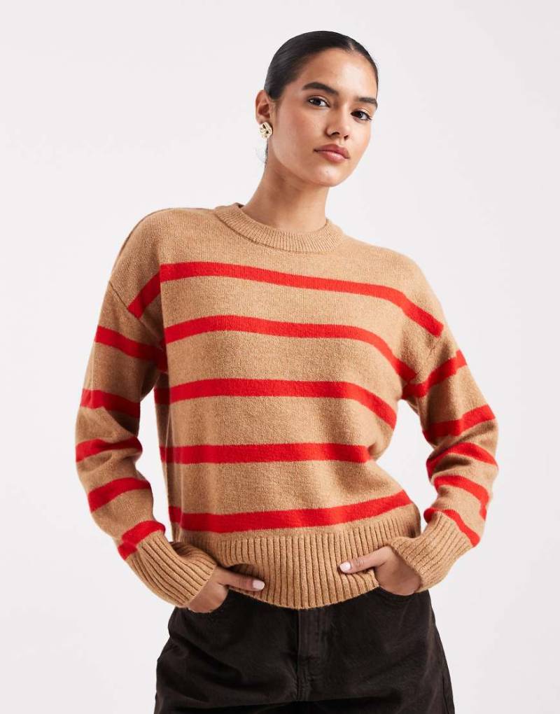 New Look - Gestreifter Pullover in Gelb mit Rundhalsausschnitt von New Look