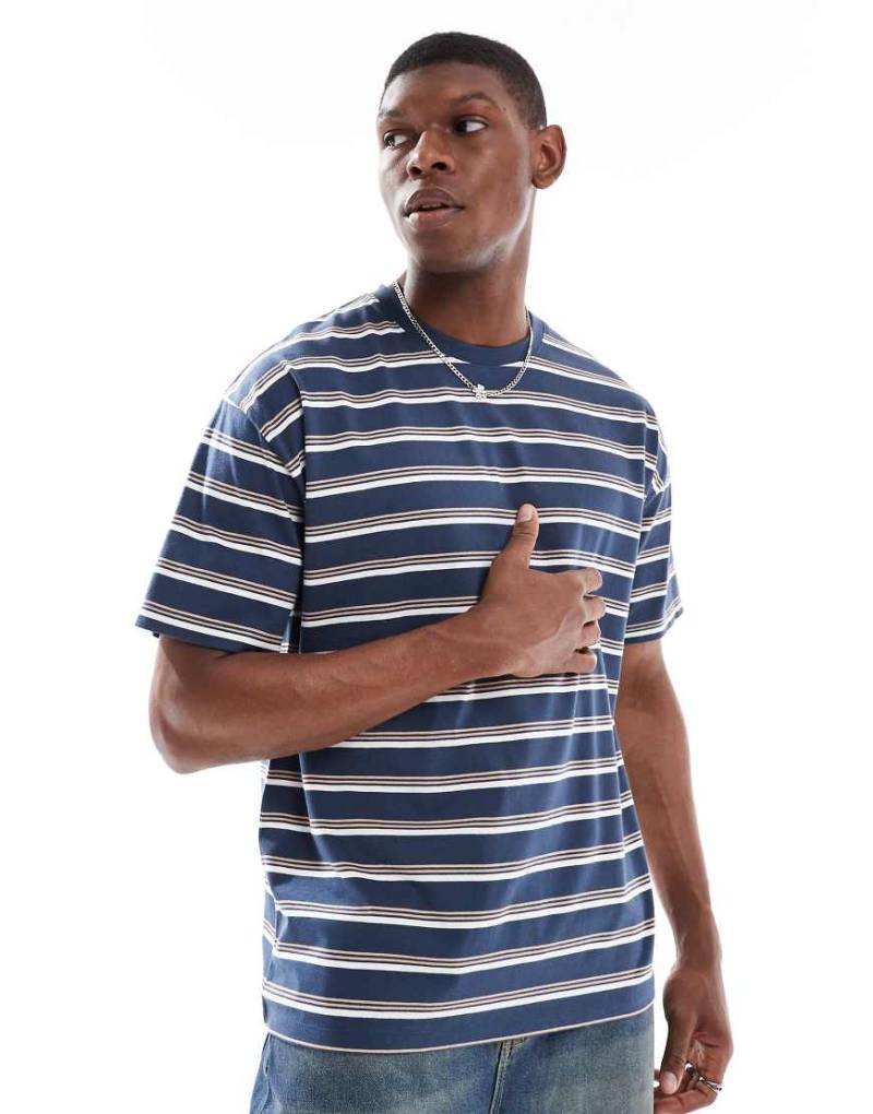 New Look - Gestreiftes Oversize-T-Shirt in Blau von New Look
