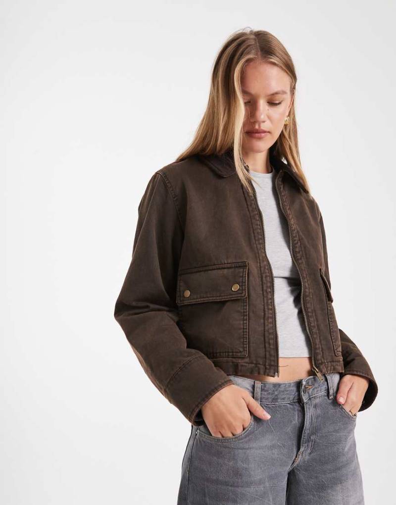 New Look - Gewachste Barnjacke in Braun von New Look