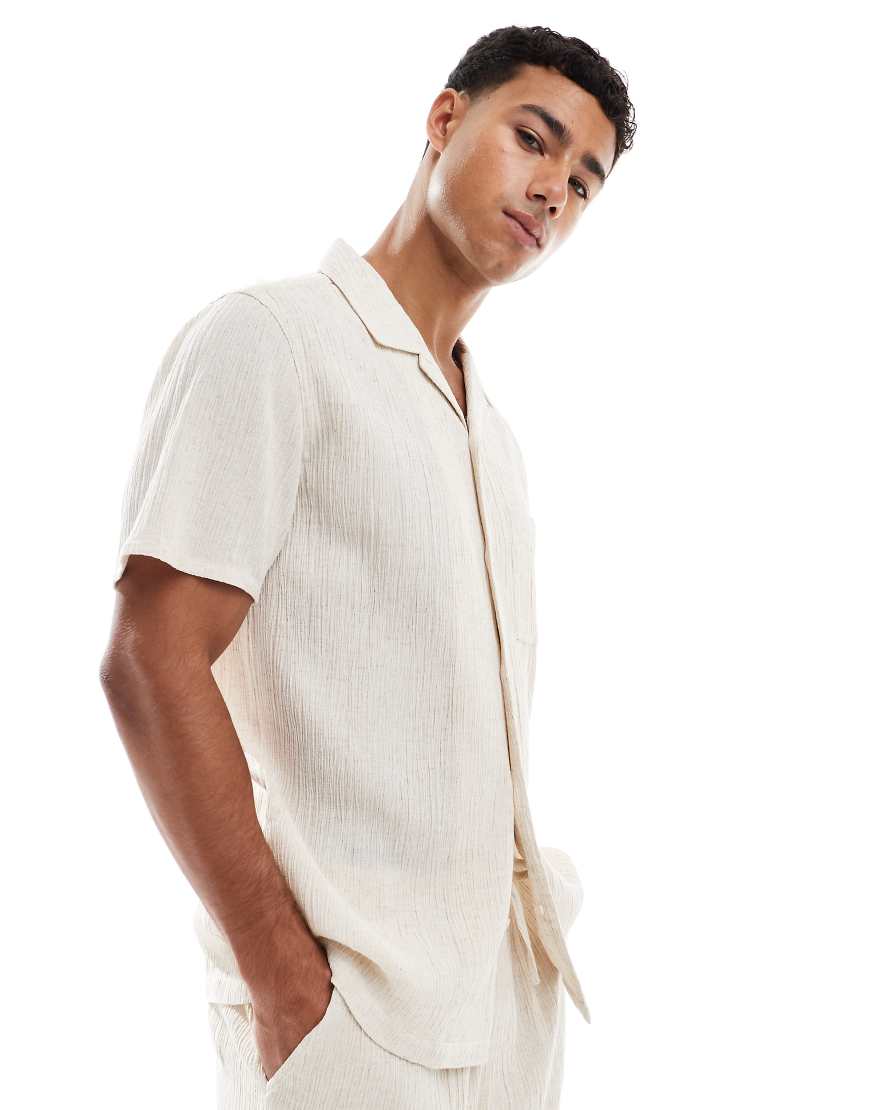 New Look - Hemd in Wollweiß mit Knitterstruktur und Reverskragen, Kombiteil von New Look