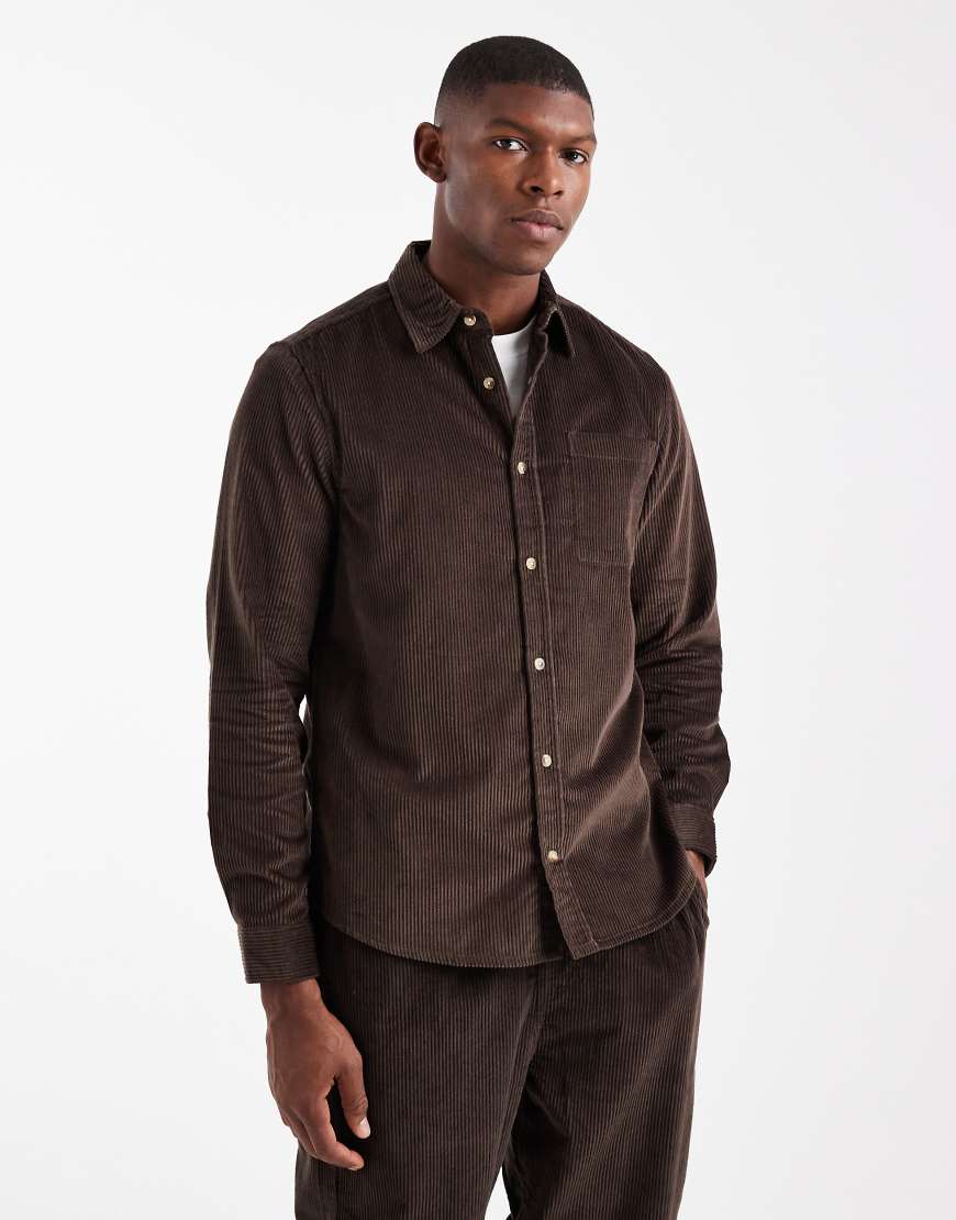 New Look - Hemdjacke aus Cord in Dunkelbraun, Kombiteil-Brown von New Look