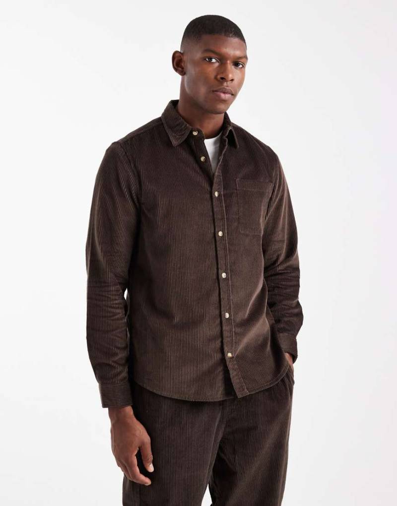 New Look - Hemdjacke aus Cord in Dunkelbraun, Kombiteil-Brown von New Look