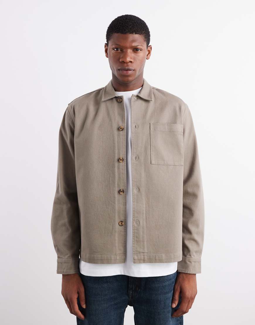 New Look - Hemdjacke aus Twill in Nerzbraun-Neutral von New Look