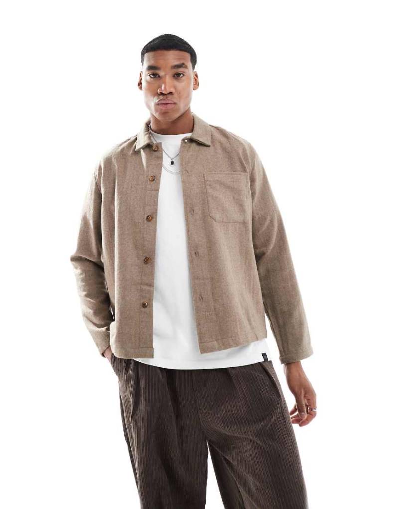 New Look - Hemdjacke aus Wollmix in Hellbraun von New Look