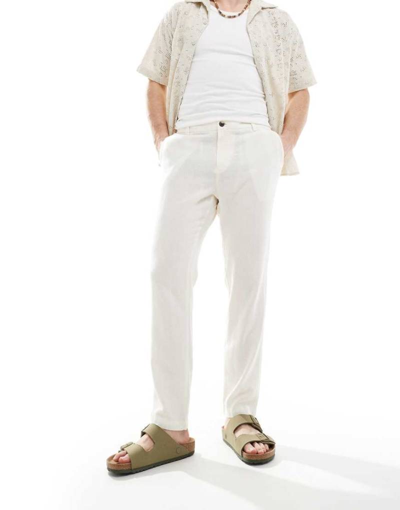 New Look - Hose aus Leinenimitat in Sand-Weiß von New Look