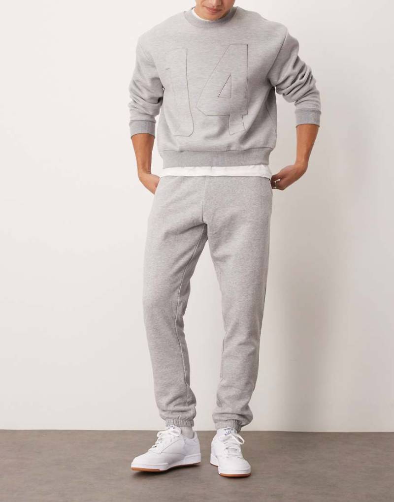 New Look - Jogginghose in meliertem Grau mit Bündchen von New Look