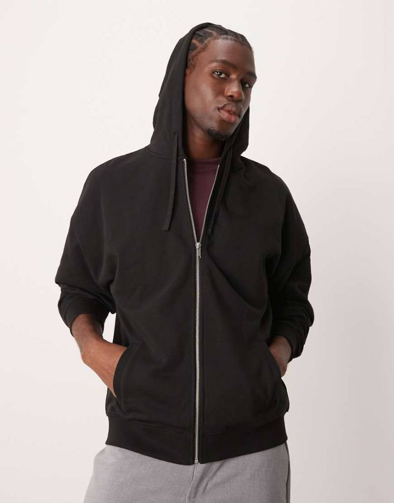 New Look - Oversize-Kapuzenjacke mit durchgehendem Reißverschluss in Schwarz von New Look