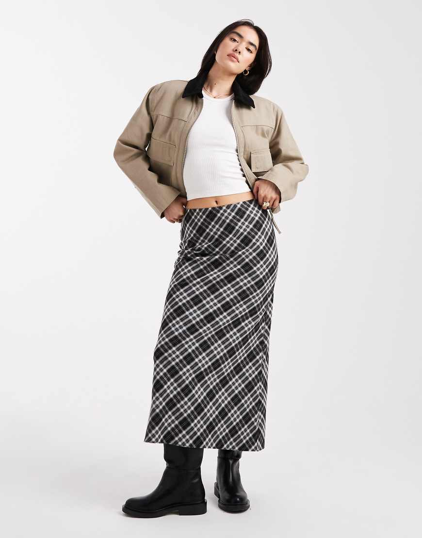 New Look - Karierter Midirock in Schwarz von New Look