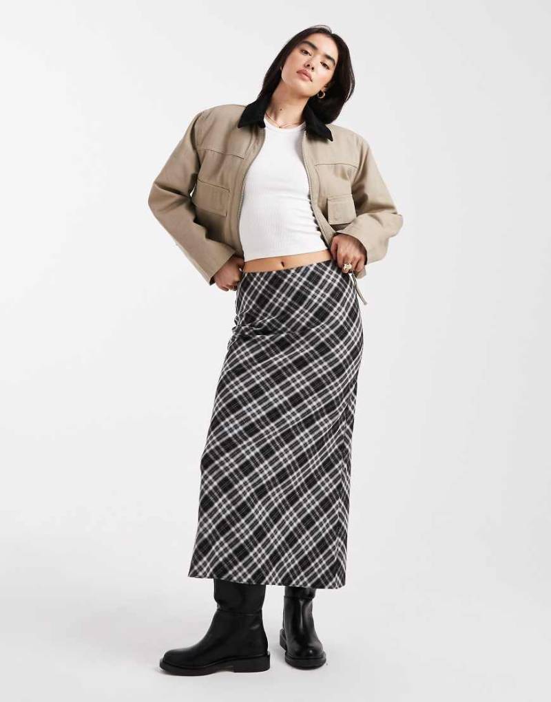 New Look - Karierter Midirock in Schwarz von New Look