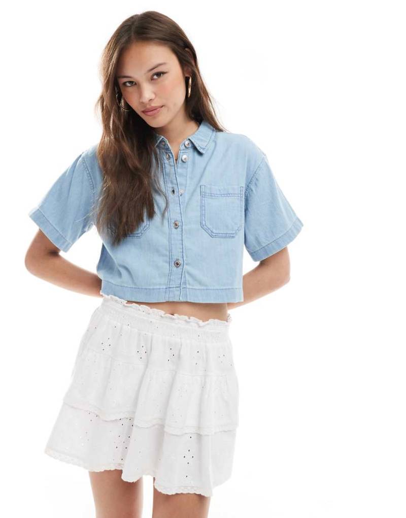 New Look - Kastiges Jeanshemd in Hellblau von New Look