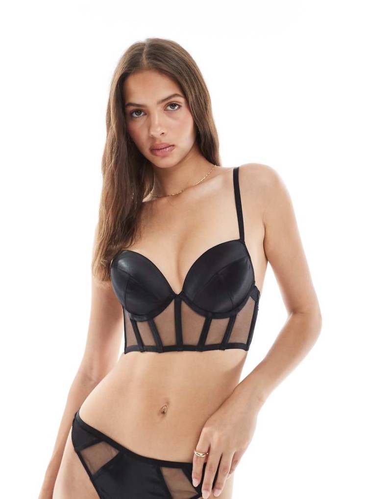 New Look - Korsett-BH in Schwarz mit Einsätzen von New Look